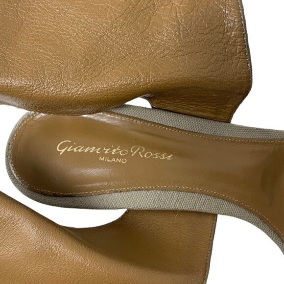 Rare Gianvito Rossi Canvas Leather Ankle Buckle Clossure Safari Sandals Heels 9 - Picture 13 of 14